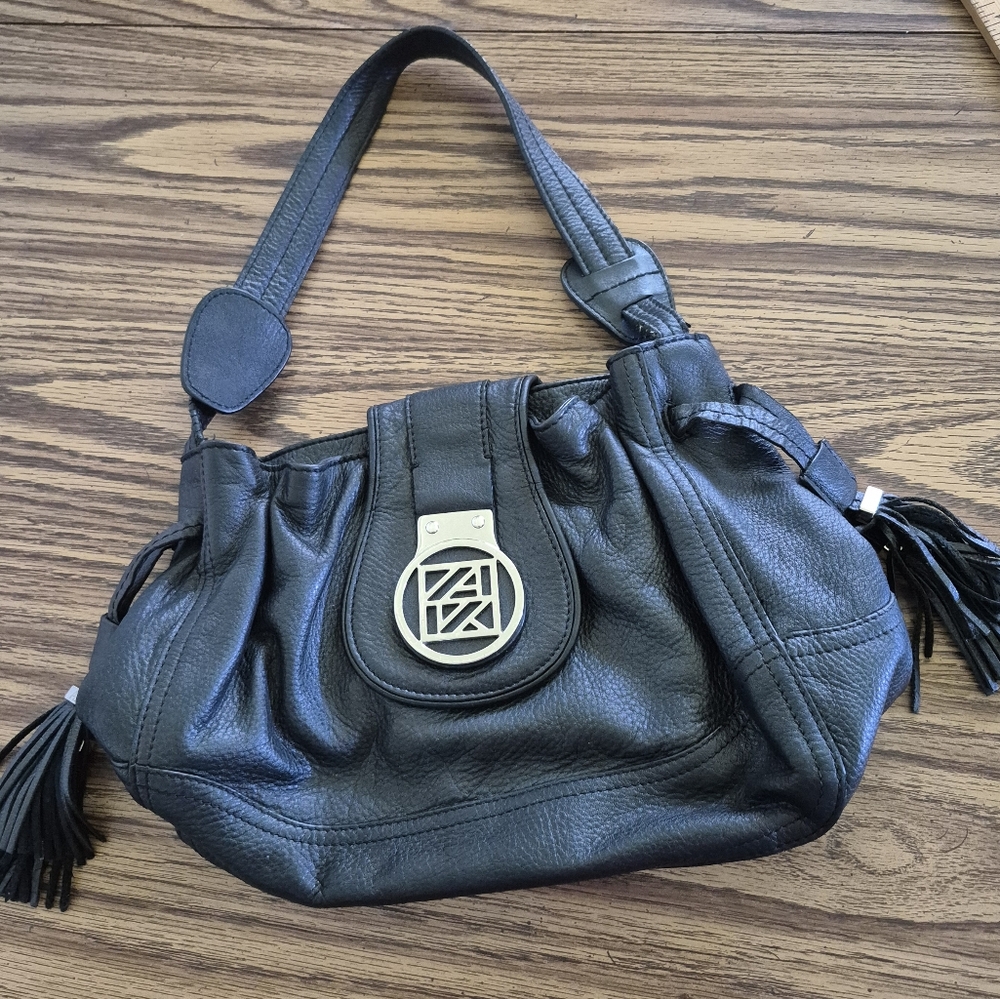 Anne Klein Black Shoulder Bag with Tassel